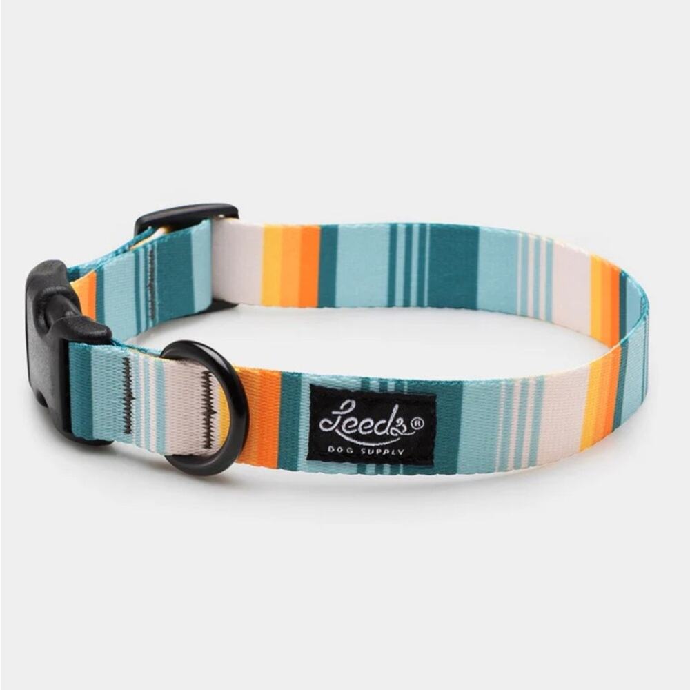 LEEDS Doheny White Blue Stripe Dog Leash Buckle Collar Step Harness $135 Set - Picture 9 of 16